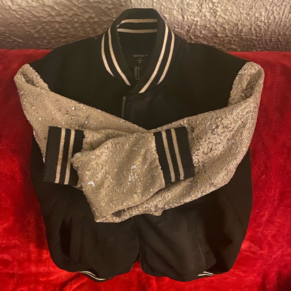 Black & Silver suede bomber jacket